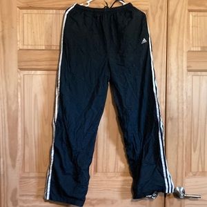 Black Adidas insulated Windbreaker Pants w/ Stripes